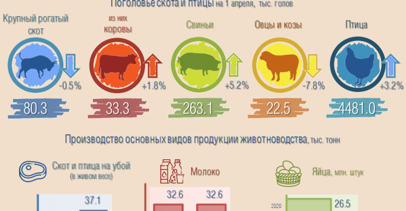 Производство продукции животноводства за I квартал 2021 года